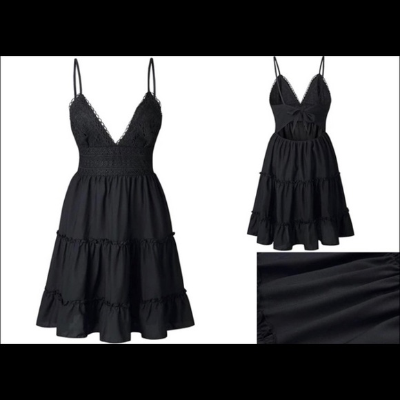 Black Backless Bow Knot Beach Dress - Picture 4 of 5